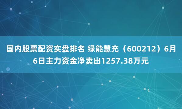 国内股票配资实盘排名 绿能慧充（600212）6月6日主力资金净卖出1257.38万元
